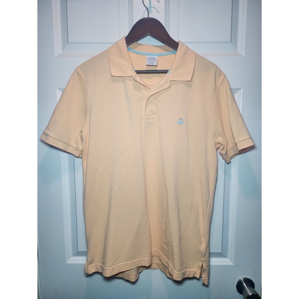 Brooks Brothers Performance Polo Shirt Slim Fit Peach Orange Cotton Mens Large